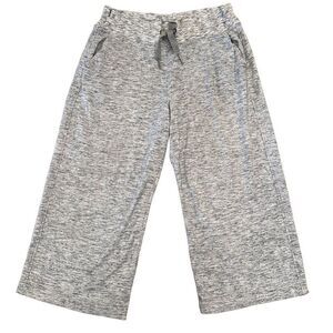 Athleta Womens Heather Gray Cropped Wide Leg Sweatpants XL Activewear Cozy Soft